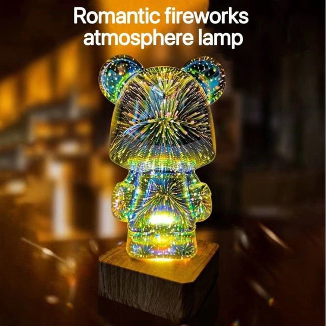 3D Bear Firework Light Lamp