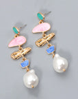 Abnormal Shape Zinc Alloy Synthetic Pearl Dangle Earrings