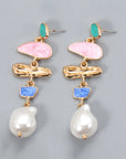 Abnormal Shape Zinc Alloy Synthetic Pearl Dangle Earrings